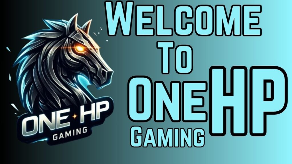 The One HP Gaming website logo, a dark horse with a glowing orange eye, along with a welcome message.